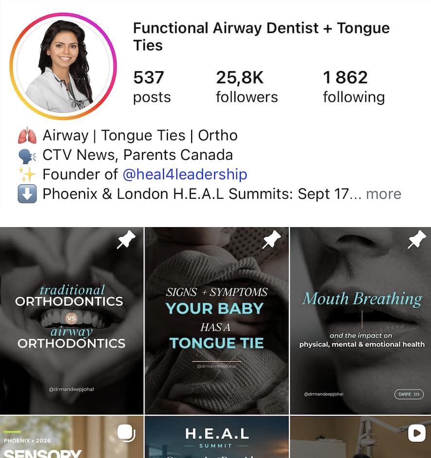 Dr. Mandeep Johal's Instagram profile, @drmandeepjohal